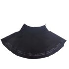 146-152-es fekete alkalmi szoknya, ünneplőszoknya szatén csíkkal - ÚJ