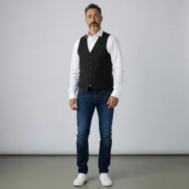 Férfi fekete elegáns, alkalmi mellény - ÚJ