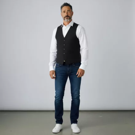 Férfi fekete elegáns, alkalmi mellény - ÚJ