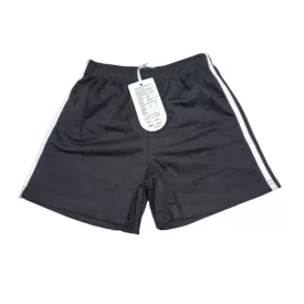   152-158-as fekete oldalt fehér csíkos rövidnadrág, tornashort - ÚJ