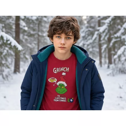 128-as piros pamutfelső - Grincs - The Grinch - ÚJ