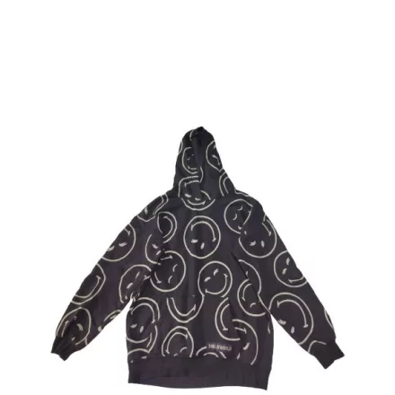 158-164-es fekete Smiley mintás kapucnis unisex pulóver - H&M