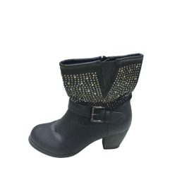 37-es fekete strasszos bokacsizma  