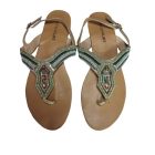 42-es kék gyöngyös lábujjközös szandál, saru - Bodyflirt