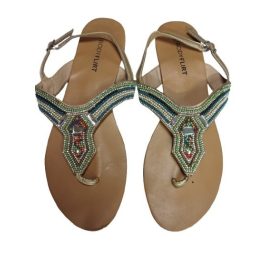   42-es kék gyöngyös lábujjközös szandál, saru - Bodyflirt