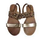 42-es párducmintás-arany lapos sarkú szandál, saru - Catwalk