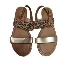   42-es párducmintás-arany lapos sarkú szandál, saru - Catwalk