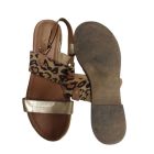 42-es párducmintás-arany lapos sarkú szandál, saru - Catwalk