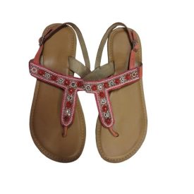   43-as (de kb csak 41-42-es) piros gyöngyös lábujjközös szandál, saru - Primark