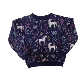 116-os sötétkék unikornisos mintás lány pulóver - F&F