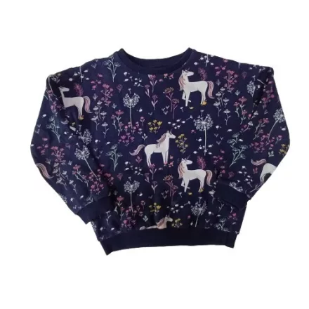 116-os sötétkék unikornisos mintás lány pulóver - F&F