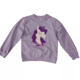   122-es lila unikornisos átfordítható flitteres pulóver - Sinsay