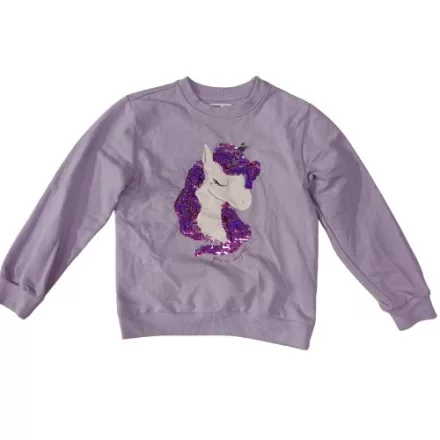 122-es lila unikornisos átfordítható flitteres pulóver - Sinsay