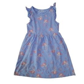 128-as kék fodros vállú sellőlányos pamut ruha - Sinsay