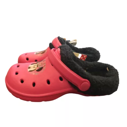 28-29-es pink szőrmével bélelt gumiklumpa, habpapucs - Minnie Egér - ÚJ