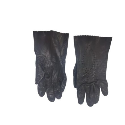 Női fekete bőrkesztyű, lukacsos