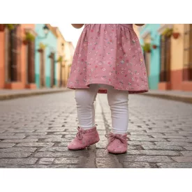  18-19-es rózsaszín virágos puhatalpú bébicipő - H&M - ÚJ