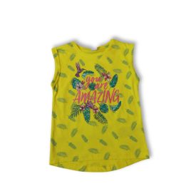 116-os sárga csillogó leveles póló - Kiki & Koko - ÚJ