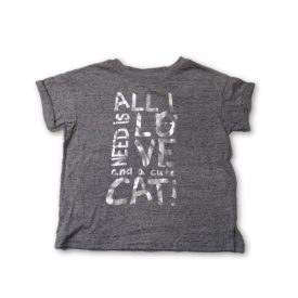 116-os szürke cicás feliratos póló - Kiki & Koko - ÚJ