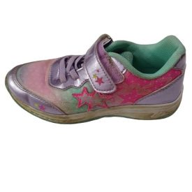   31-es lila-rózsaszín csillogó edzőcipő, tépőzáras sportos félcipő - Cupcake (tisztításra szorul)