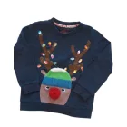 116-122-es kék karácsonyi fiú pulóver - F&F