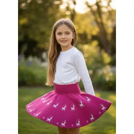   116-122-es pink kötött rénszarvasos szoknya - Aura.Via - ÚJ