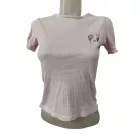 158-as rózsaszín bordás virágos póló - Reserved