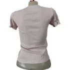 158-as rózsaszín bordás virágos póló - Reserved