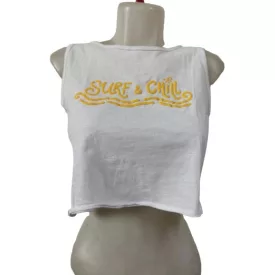 164-es fehér feliratos ujjatlan top, póló - Reserved