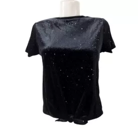 158-164-es fekete csillogó plüss alkalmi felső - H&M