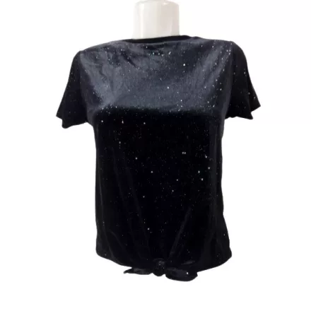 158-164-es fekete csillogó plüss alkalmi felső - H&M