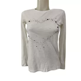   158-164-es fehér szivecskés-csillagos pamutfelső - Page one Young 