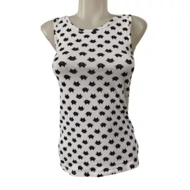 152-158-as fehér cicás ujjatlan lány póló - Tezenis