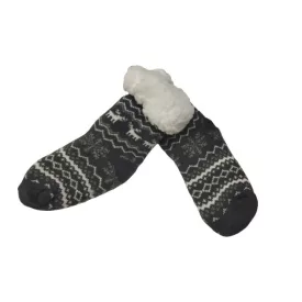   23-26-os szürke meleg téli bélelt zokni, csúszásgátlós - ÚJ