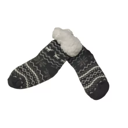 27-30-as szürke meleg téli bélelt zokni, csúszásgátlós - ÚJ