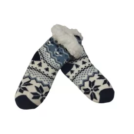   27-30-as kék meleg téli bélelt zokni, csúszásgátlós - ÚJ