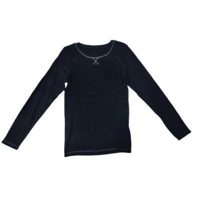 134-140-es fekete bordás aláöltöző, sportfelső, technikai ruházat - Y.F.K - ÚJ