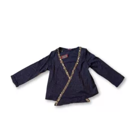   92-es szürkéskék flitteres vékony pamut kardigán - Kiki & Koko - ÚJ
