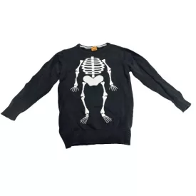 116-os fekete csontvázas kötött pulóver - Kiki & Koko