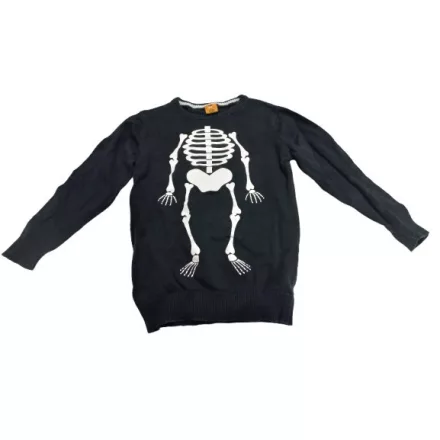 116-os fekete csontvázas kötött pulóver - Kiki & Koko