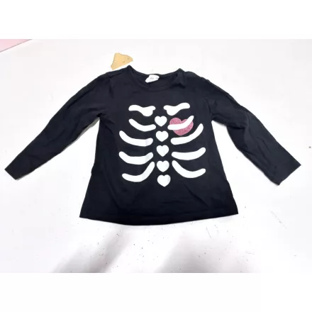 92-es fekete csontvázas szivecskés pamutfelső - H&M