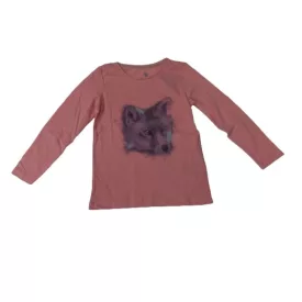 110-es rózsaszín farkasos pamutfelső - Lupilu