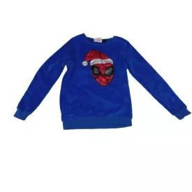   134-es kék karácsonyi szőrmés pulóver - Pókember, Spiderman