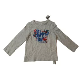   98-as szürke feliratos virágos pamutfelső - In Extenso - ÚJ