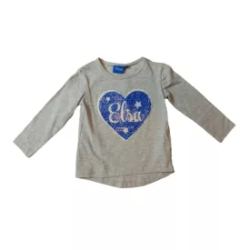   92-es szürke átfordítós simogatós flitteres pamutfelső - Frozen, Jégvarázs - ÚJ