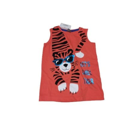 98-as piros tigrises ujjatlan póló - Kiki & Koko - ÚJ