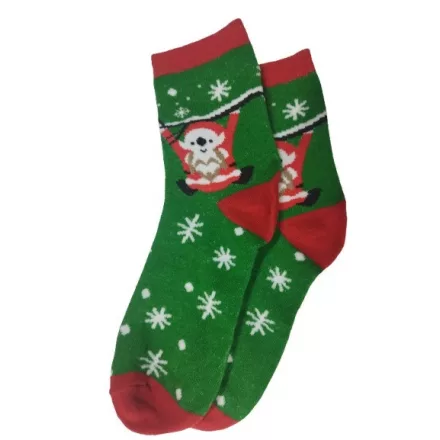 38-41-es zöld-piros karácsonyi zokni - ÚJ