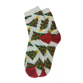   38-41-es fehér karácsonyfás mikulásos karácsonyi zokni - ÚJ