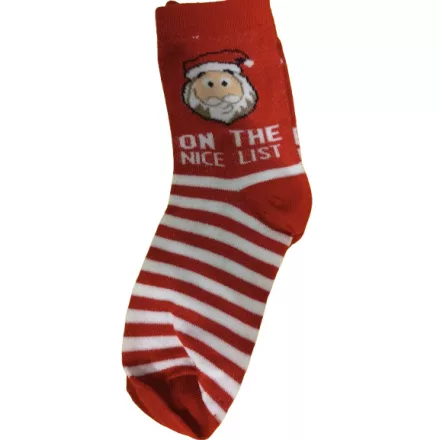 38-41-es piros feliratos télapós, mikulásos karácsonyi zokni - ÚJ