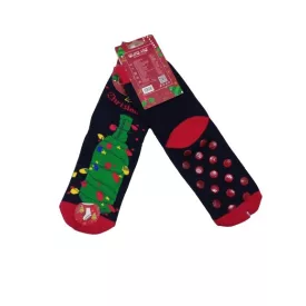   35-38-as fekete-piros üveges csúszásgátlós téli karácsonyi thermo zokni - Aura Via - ÚJ